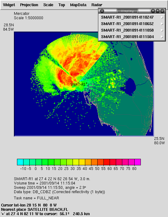 Screenshot of radar package in action